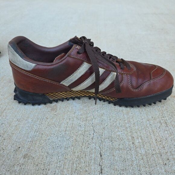Vtg Adidas Marathon Trainers Mens US 12/UK 11.5 Brown Leather Good Condition main image 5